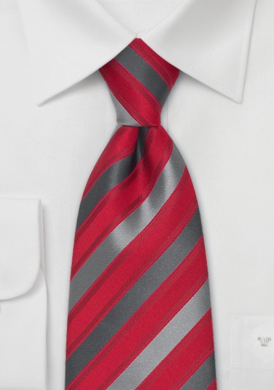 Red, Gray, Silver Striped Silk Tie | Bows-N-Ties.com