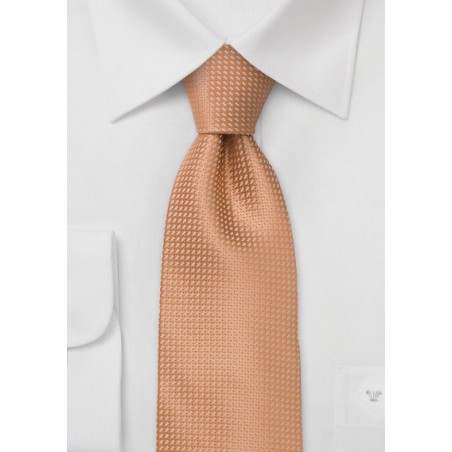 Apricot orange silk tie  -  Orange patterned silk tie