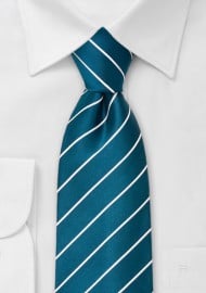Striped men's ties - Turquoise blue necktie