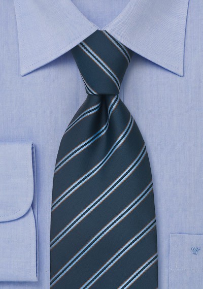 Elegant Striped Tie in Dark Blues | Bows-N-Ties.com