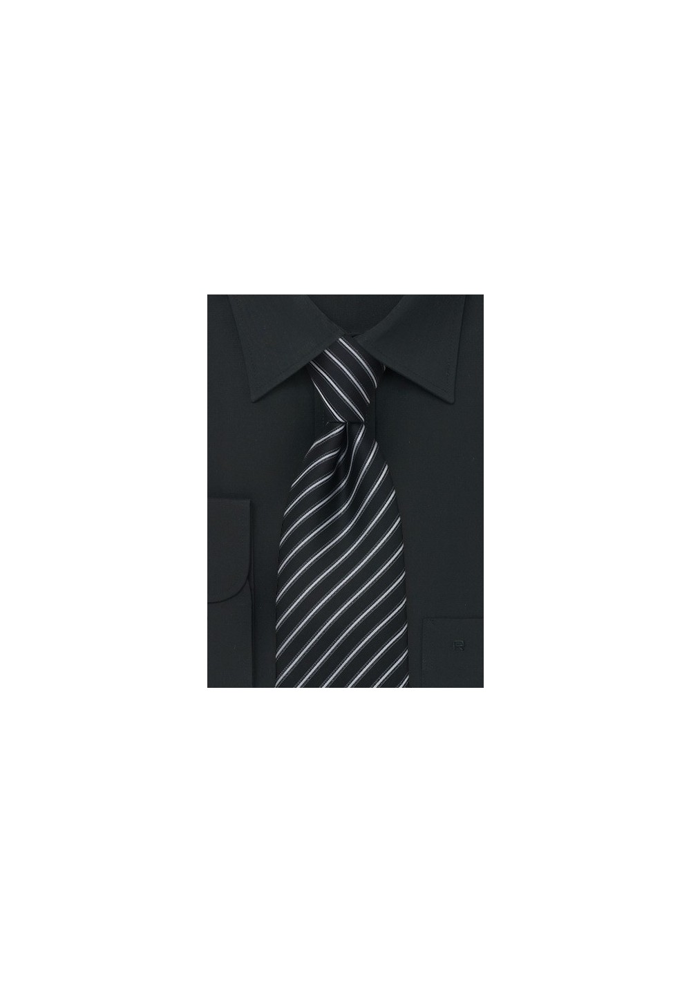 Modern Striped Tie in Black, Silver, and Gray