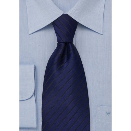 Sapphire Blue and Black Striped Tie