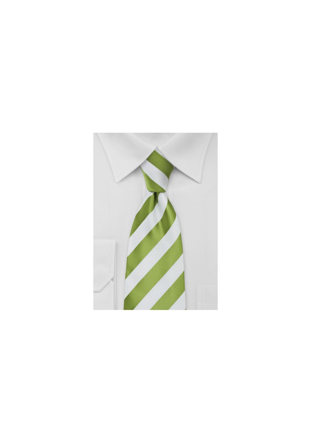 Bright Green and White Striped Tie