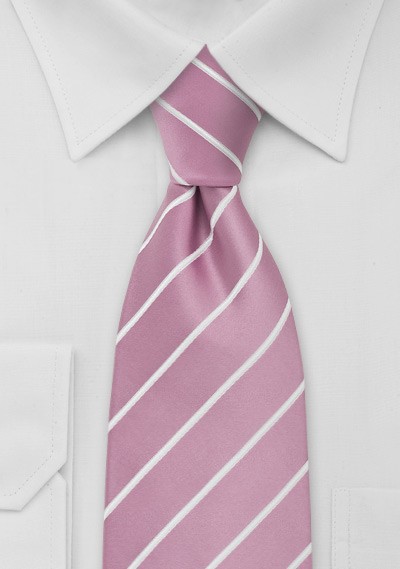 Pink and White Striped Neck Tie | Bows-N-Ties.com