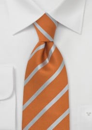 Burned Orange and Silver Striped Tie in XL