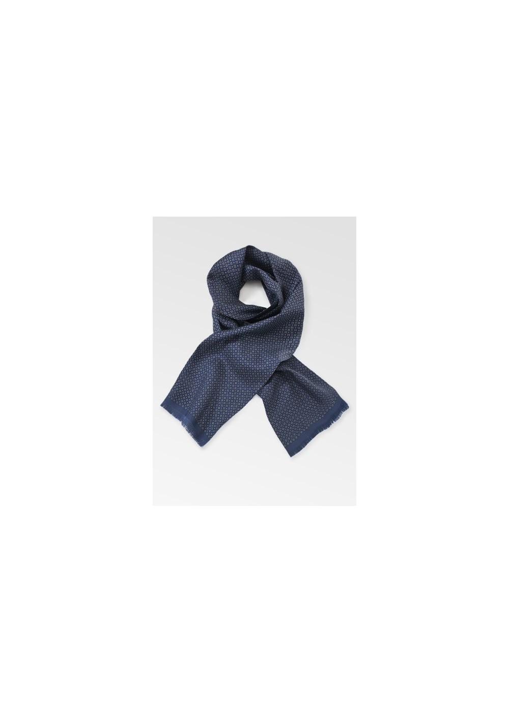 Navy Blue Patterned Silk Scarf