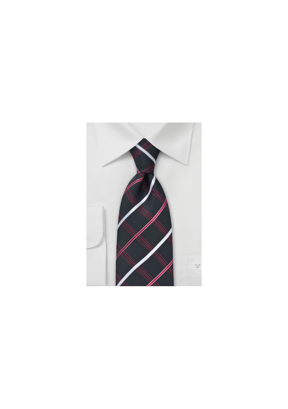 Black, Red, Silver Checkered Tie