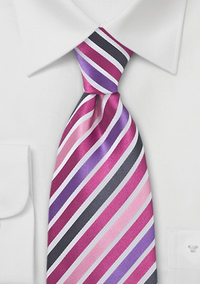 Pink and Purple Striped Necktie
