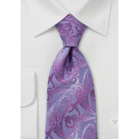 Retro Paisley Tie in Lavender
