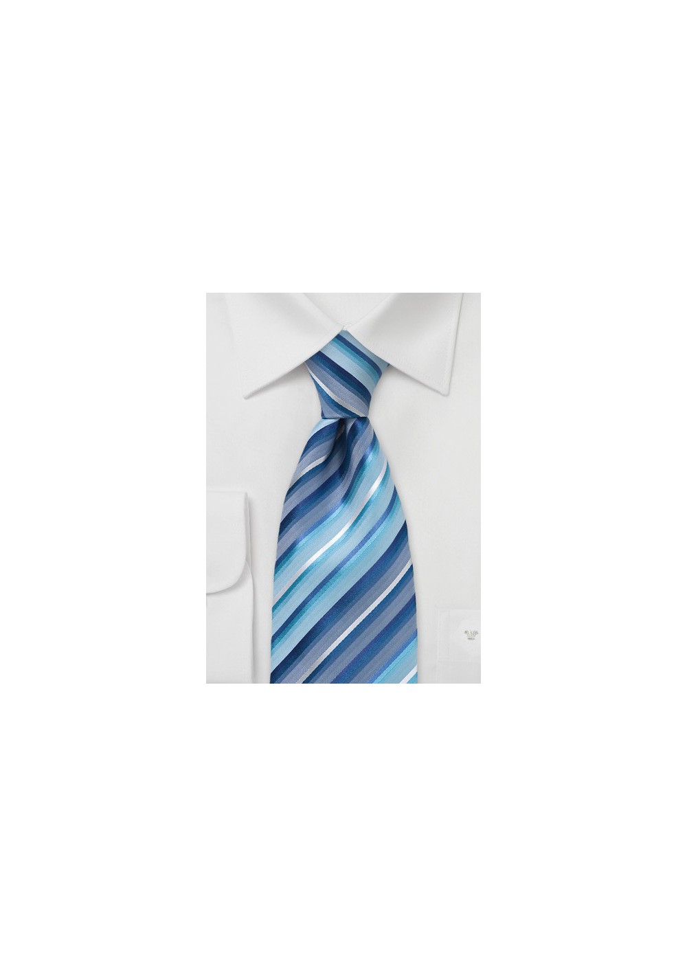 Marine Blue Striped Silk Tie