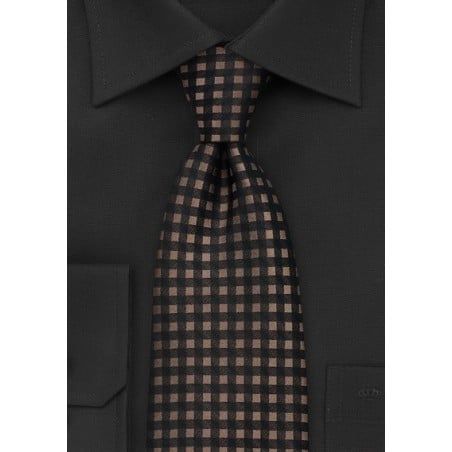 Brown and Black Gingham Tie