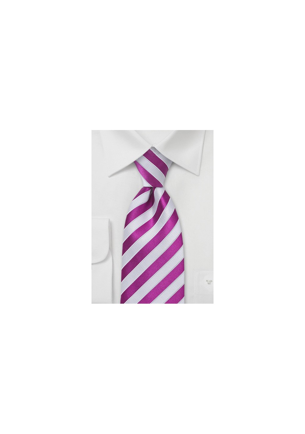 Hot Pink and White Silk Tie
