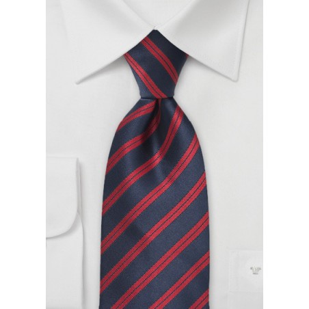 Dark Navy and Red Striped Tie