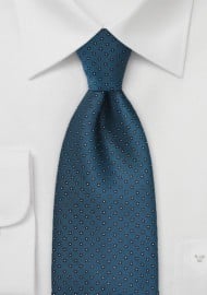 Peacock Blue Tie with Micro Squares