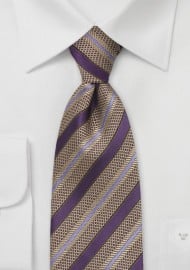 Striped Tie in Purple and Gold