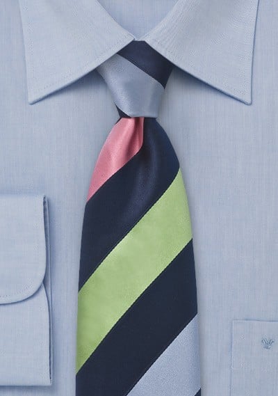 Modern Tie in Blues, Greens and Pink