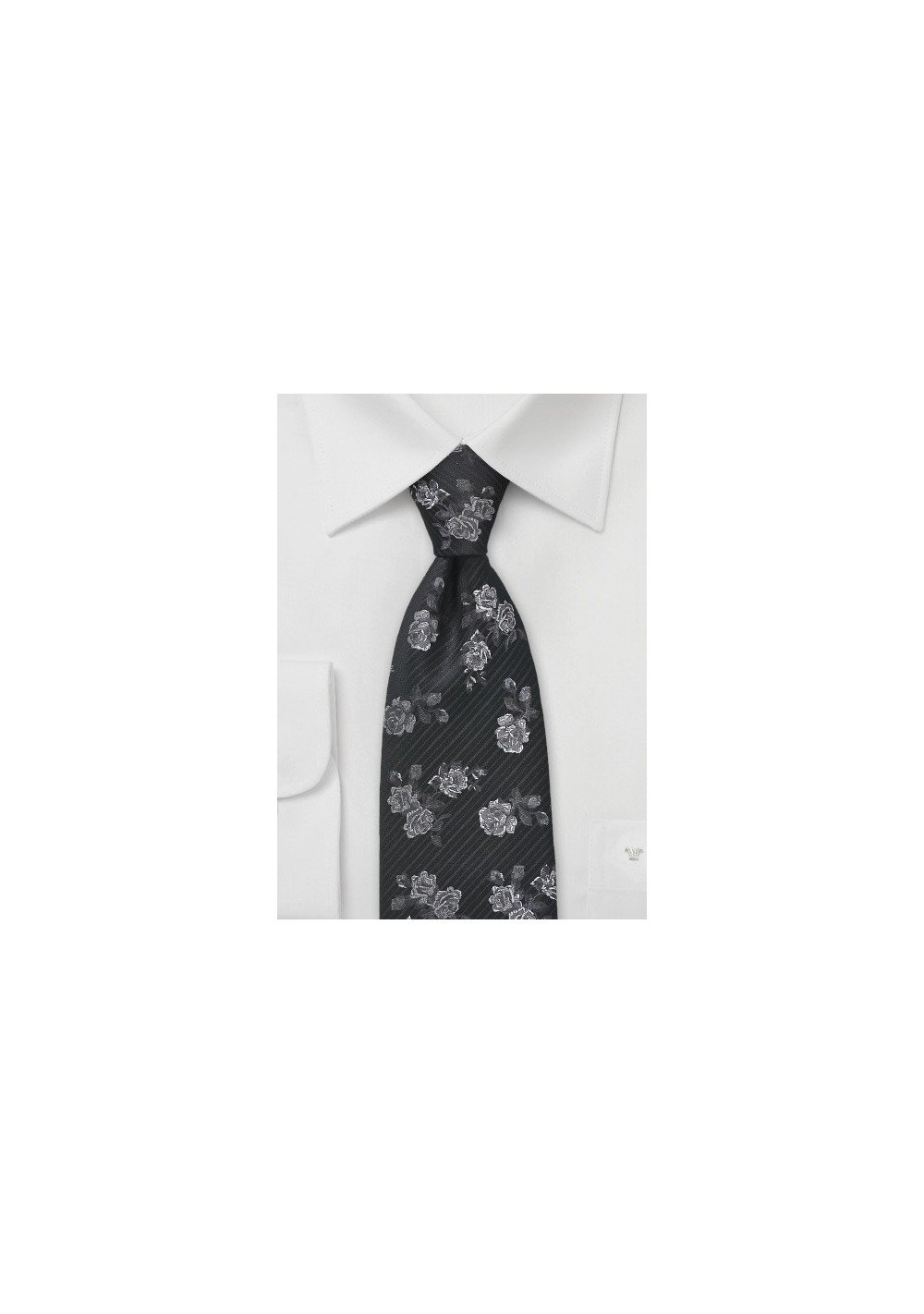 Retro Floral Tie in Black and Charcoal