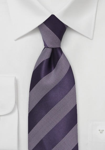 Modern Striped Tie in Royal Purple