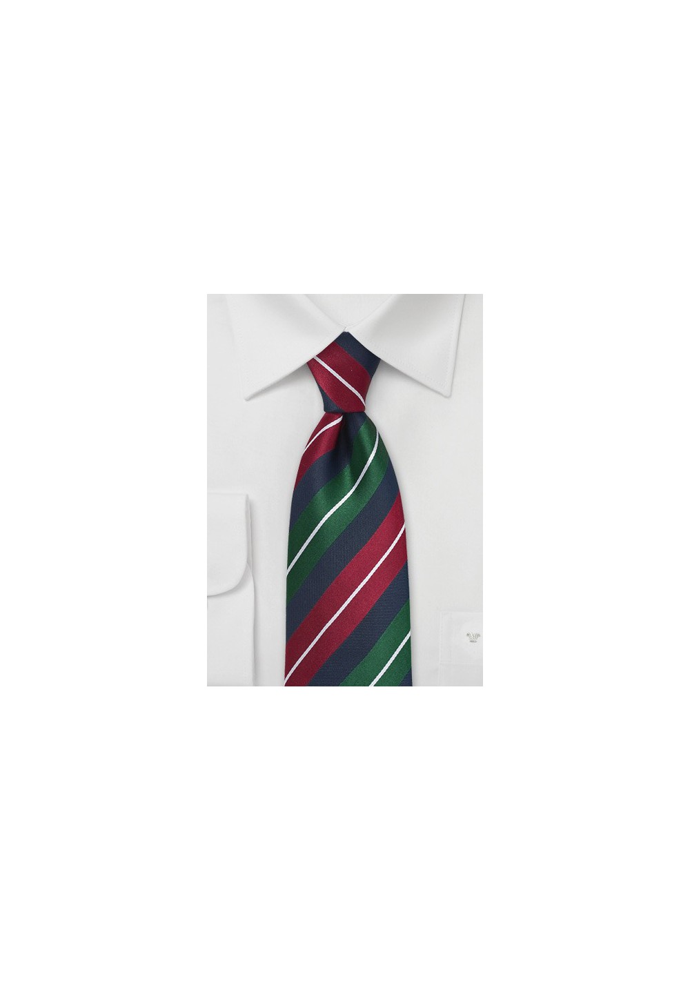 Striped Tie in Red, Hunter-Green, and Navy