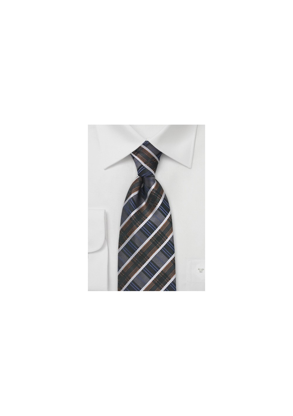 Art Deco Striped Tie in Greys and Blues