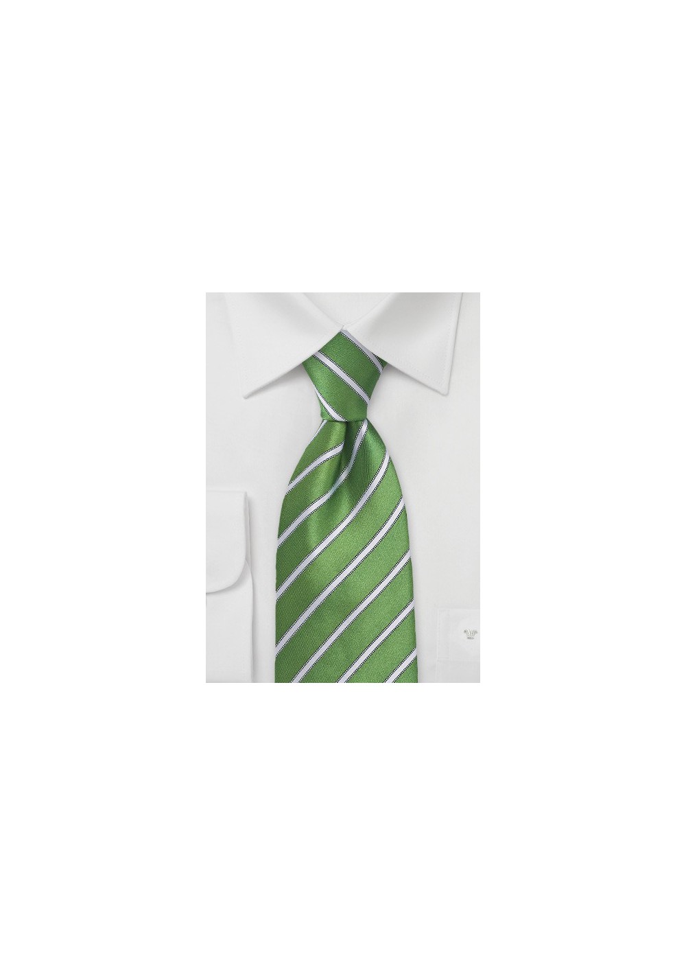 Organic Green and White Striped Tie in Kids Size