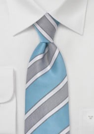 Wide Striped Tie in Adriatic Blue