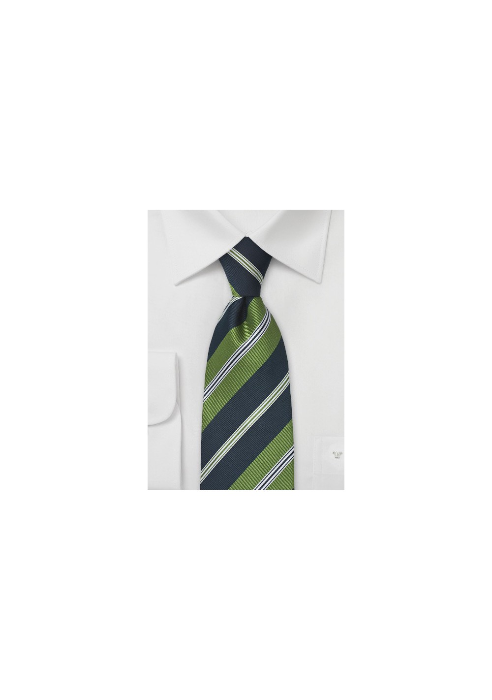 Wide Striped Tie in Citrus Green and Navy