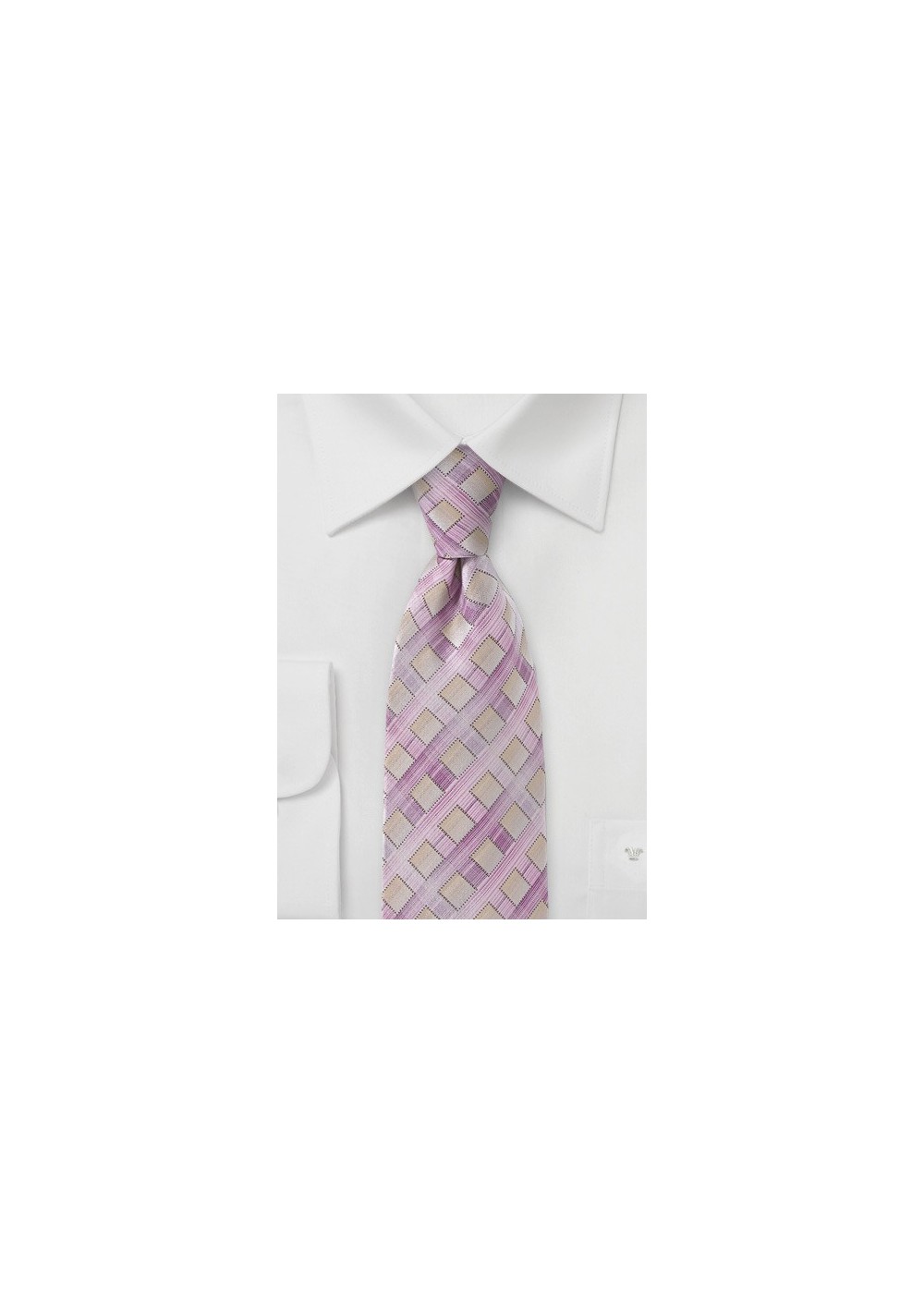 Diamond Patterned Tie in Lilacs