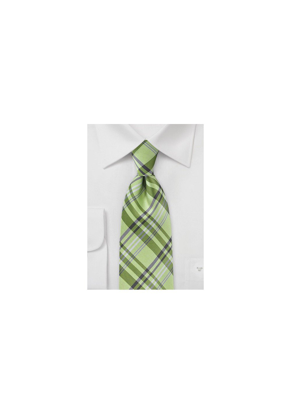 Plaid Tie in a Bright Lime