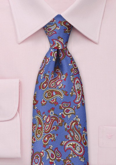 Sapphire Blue Paisley Patterned Tie | Bows-N-Ties.com