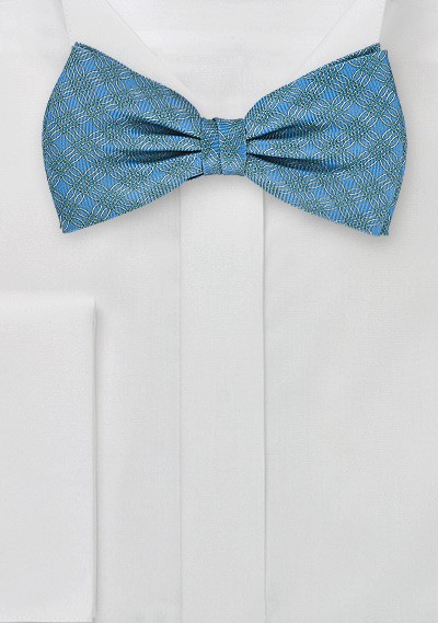 Graphic Teal Bow Tie with Yellow Accents