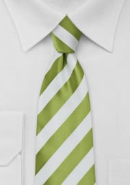 XL  Bright Green and White Striped Tie