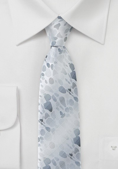 Skinny Designer Tie in Silver and Gray