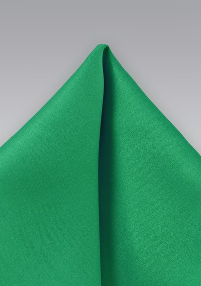 DQT Men Satin Emerald Green Cravat and Pocket Square 