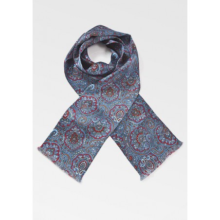 Moroccan Paisley Scarf in Blues and Reds