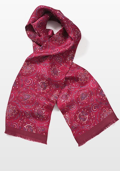Contemporary Paisley Scarf in Vibrant Reds