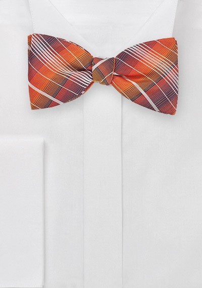 Graphic Plaid Bow Tie in Oranges