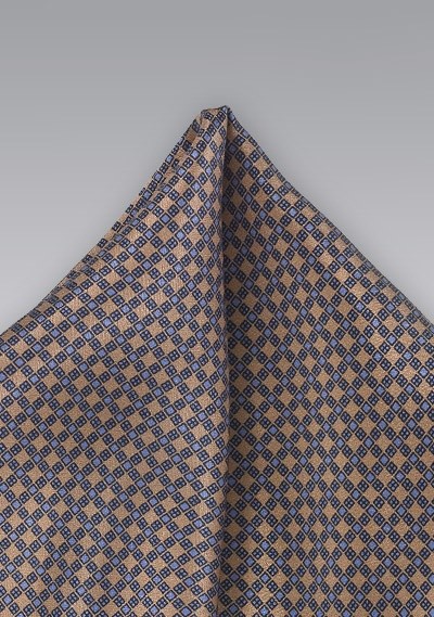 Golden Brown and Light Blue Pocket Square | Bows-N-Ties.com