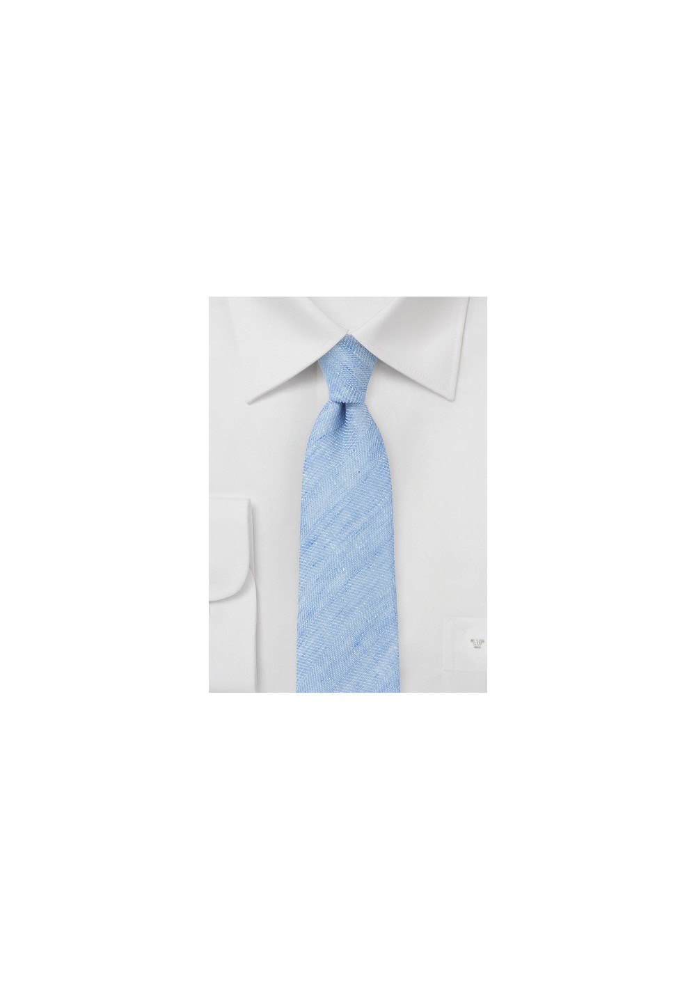 Coastal Blue Skinny Tie in Linen
