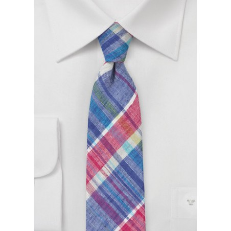 Linen Madras Skinny Tie