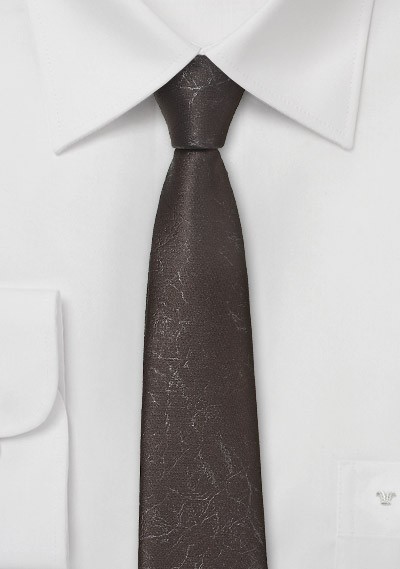Dark Taupe Leather Looking Necktie