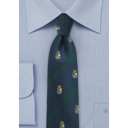 Green Striped Skinny Regimental Tie