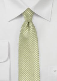 Light Sage Green Tie with Silver Pin Dot Pattern