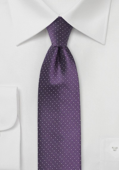 Skinny Pin Dot Tie in Grape Purple