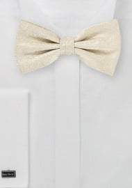 Cream and Ivory Paisley Bow Tie