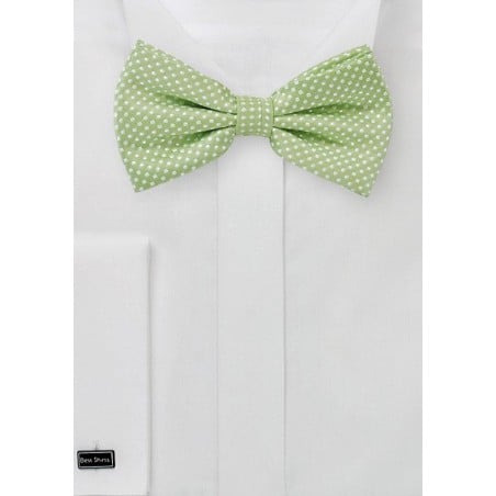 Pin Dot Bow Tie in Sage Green