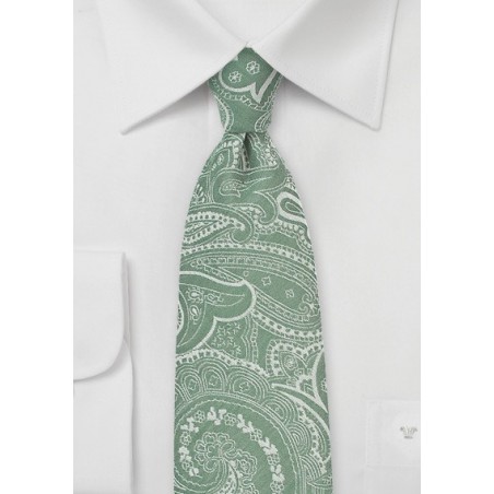 Summer Green Paisley Cotton Tie
