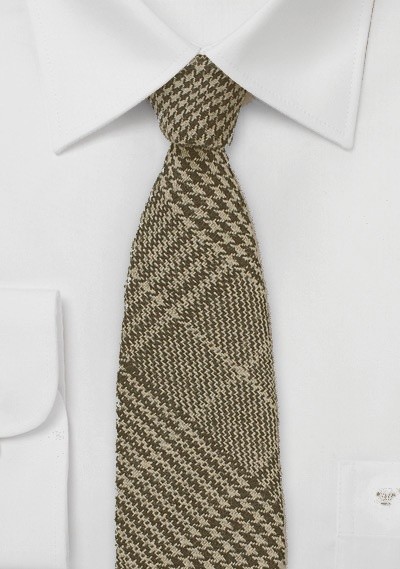 Wool Tweed Tie in Brown