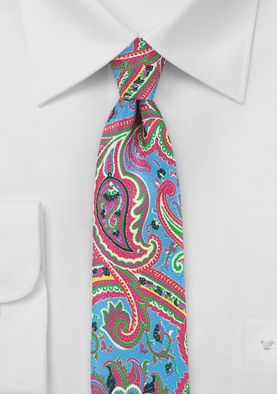Italian Silk Paisley Tie in Pink, Blue, Green | Bows-N-Ties.com