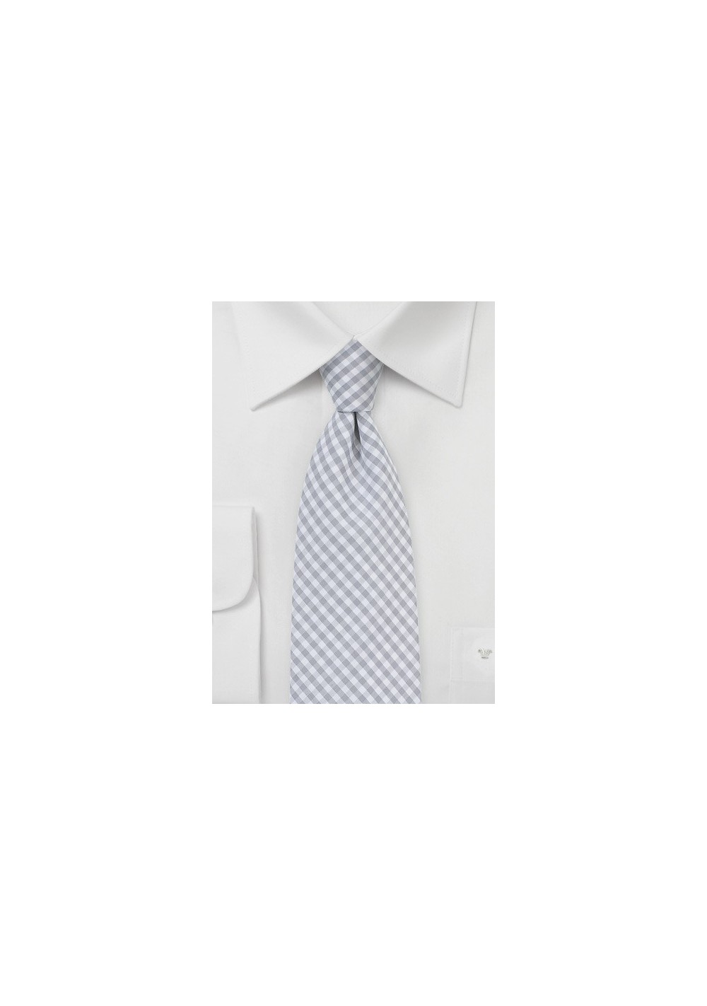 Silver and White Micro Plaid Necktie